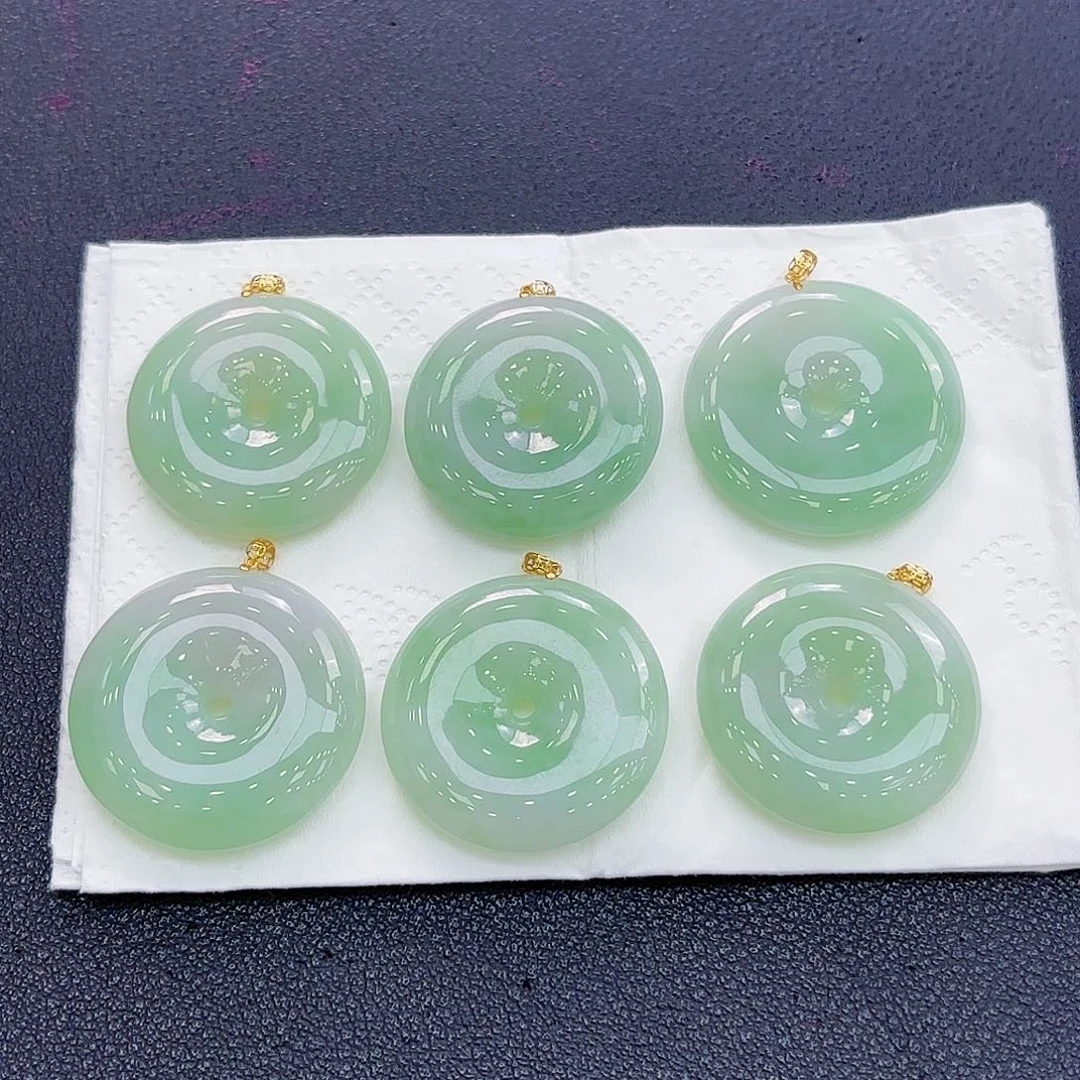 翡翠18K金镶嵌颈饰精品•平安扣（多样性发其一）