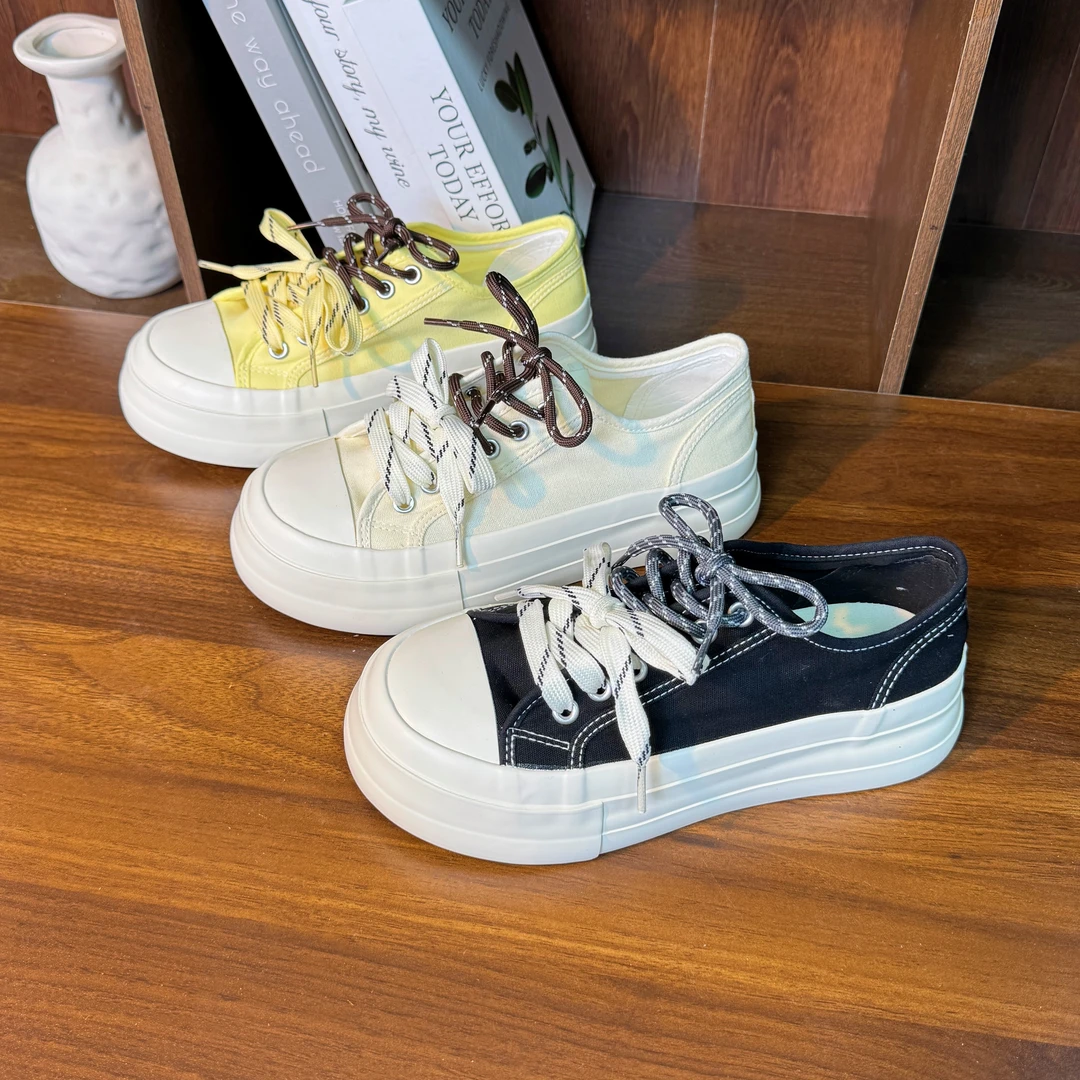 1220  圆头日系夏季帆布鞋系带日常休闲时尚低帮休闲鞋