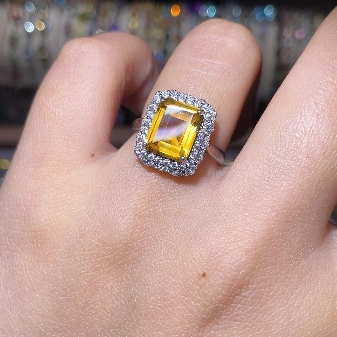 黄晶戒指银S925镶嵌4556777