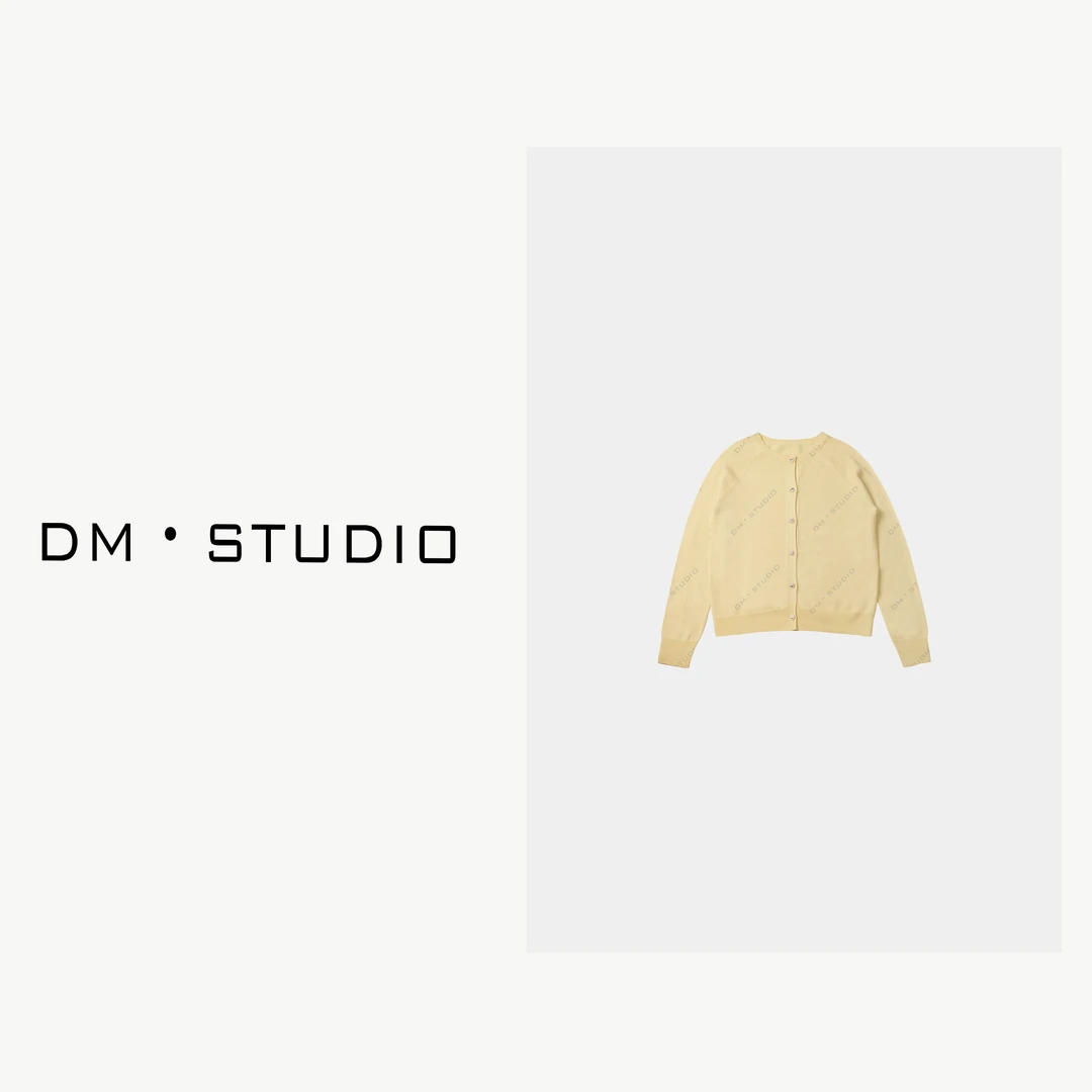 -DM•STUDIO/100%羊毛纯色百搭圆领针织排扣开衫毛衣（2381）