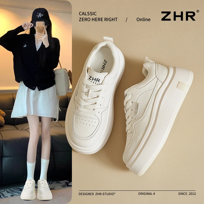 ZHR/则则厚底增高小白鞋女2025春秋新款小个子运动时尚休闲板鞋子