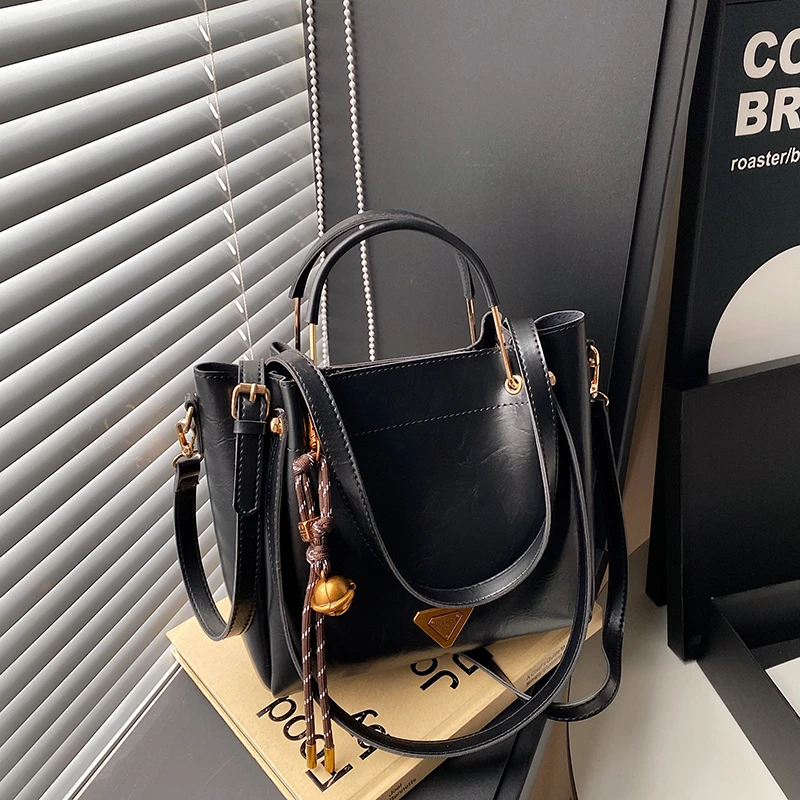 经典女士单肩斜挎背包休闲百搭大容量托特包包1144黑色