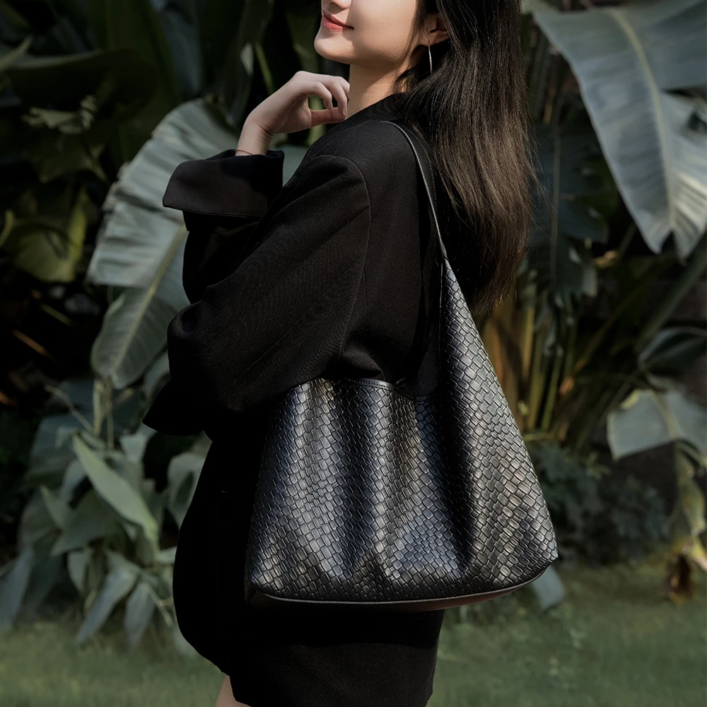 【秋冬新款】一体式编织款腋下包秋冬氛围通勤上班包-8075