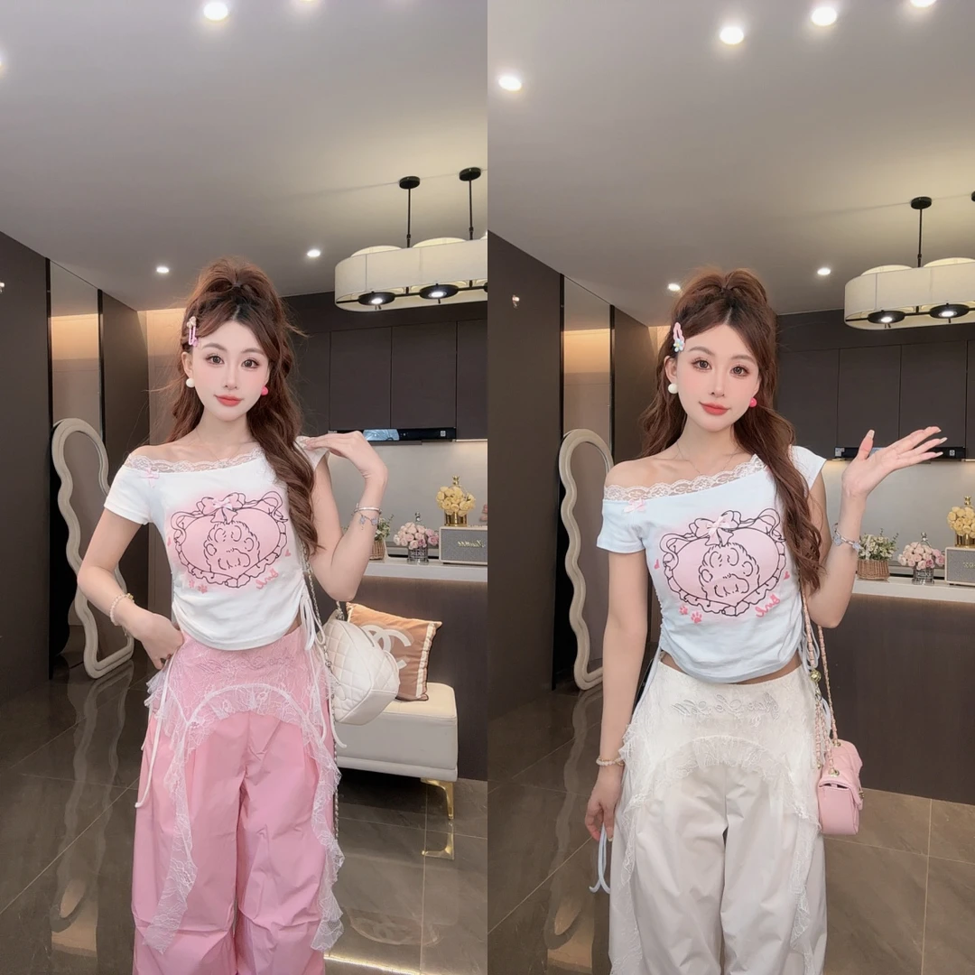 K小姐【奶芙莓莓】夏季气质T恤裤子JJX5TX3241 X5XXK9345A