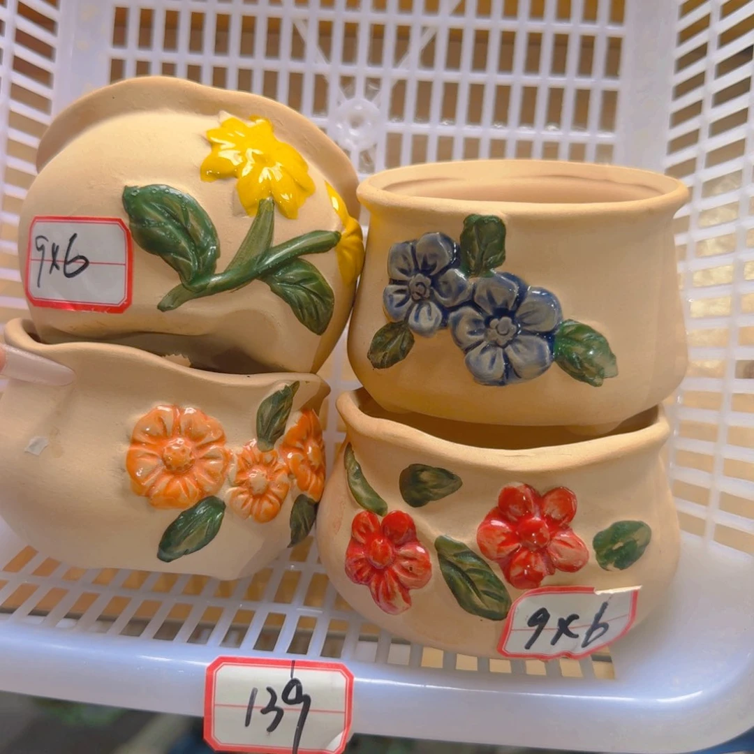 紫砂花盆粗陶精雕