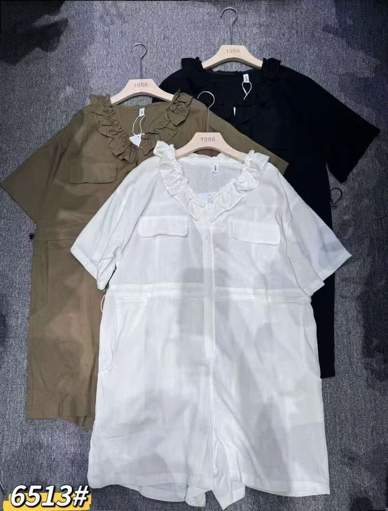 五分裤薄款短裤微喇裤高腰连体裤圆领夏季透气梭织