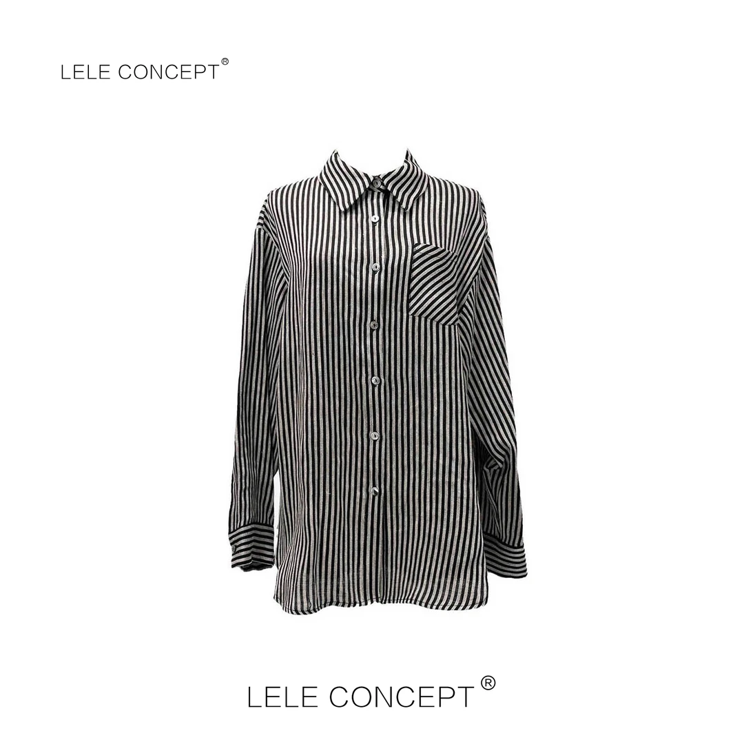 LELE CONCEPT 丨时尚设计师感条纹衬衫S0767