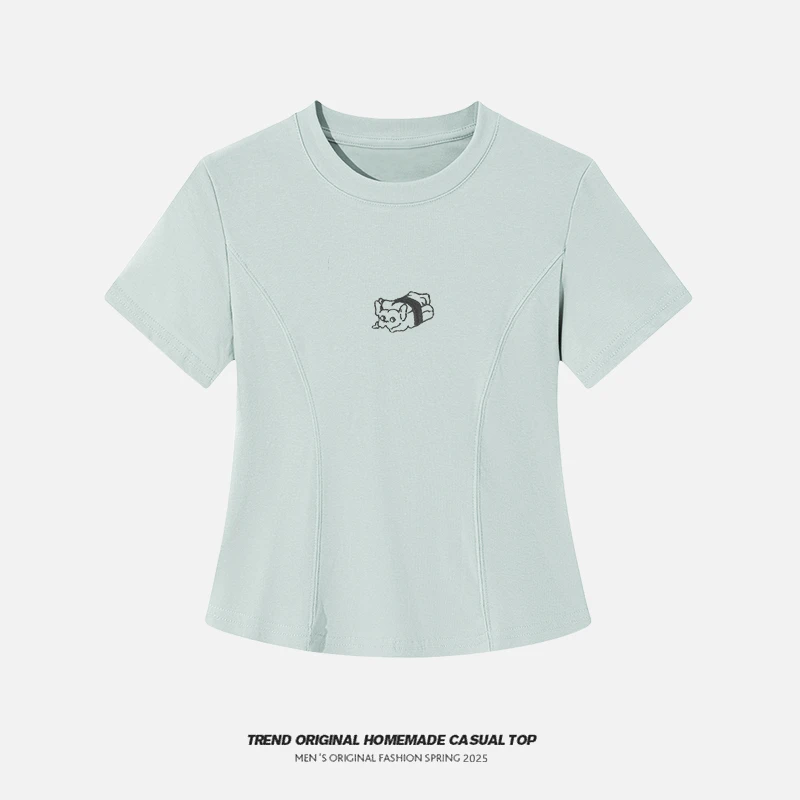 【T恤系列】寿司狗 燕尾鱼骨正肩短袖 显瘦设计感不规则上衣