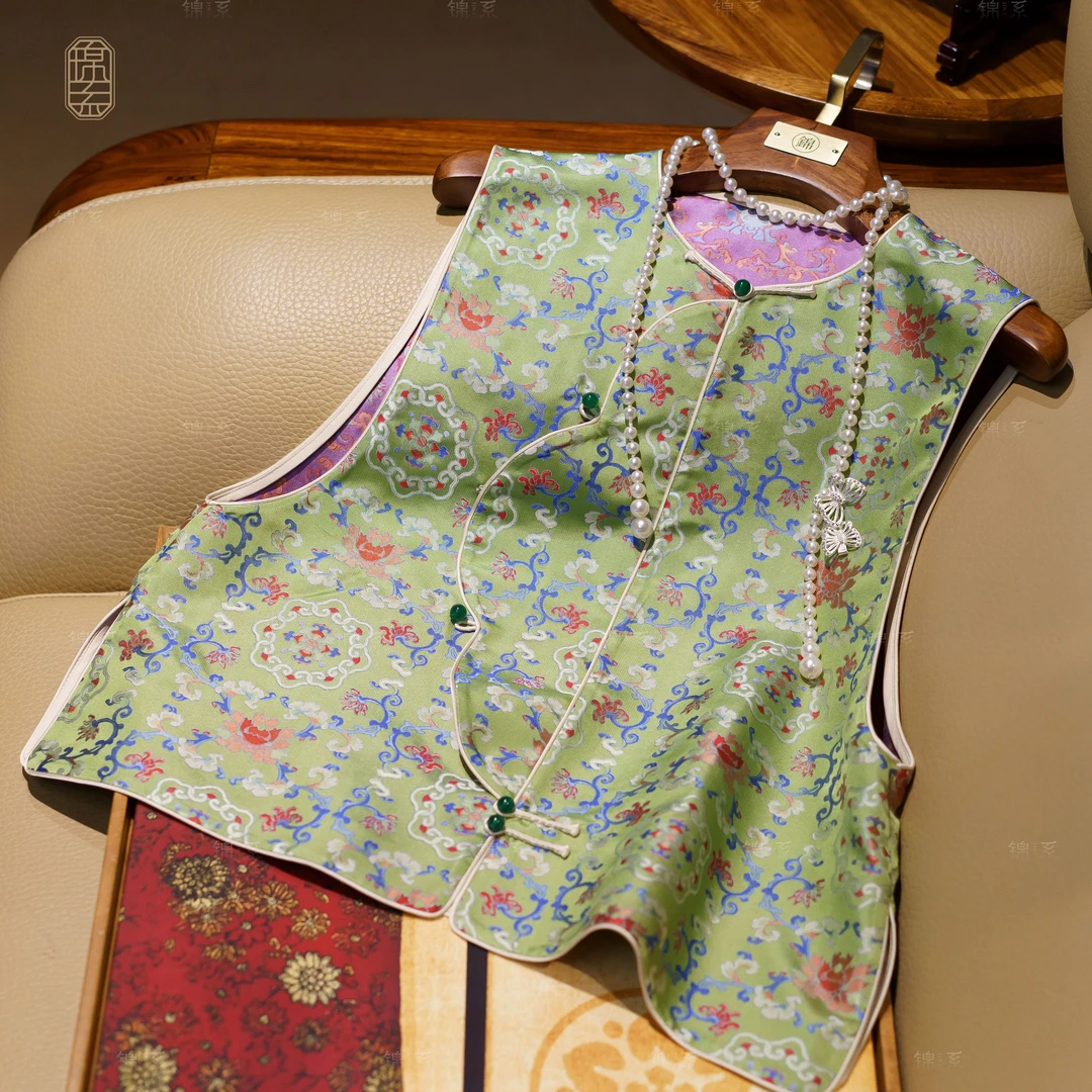 【锦系~新款】李德喜宋锦新中式桑蚕丝马甲背心-E-313318-SJ4166877