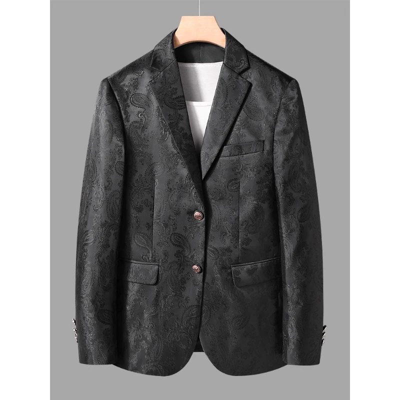 西服外套男士春秋季新款休闲便西提花韩版潮流大码单件两粒扣西装
