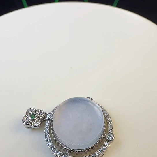 翡翠银S925镶嵌颈饰无牌圆牌