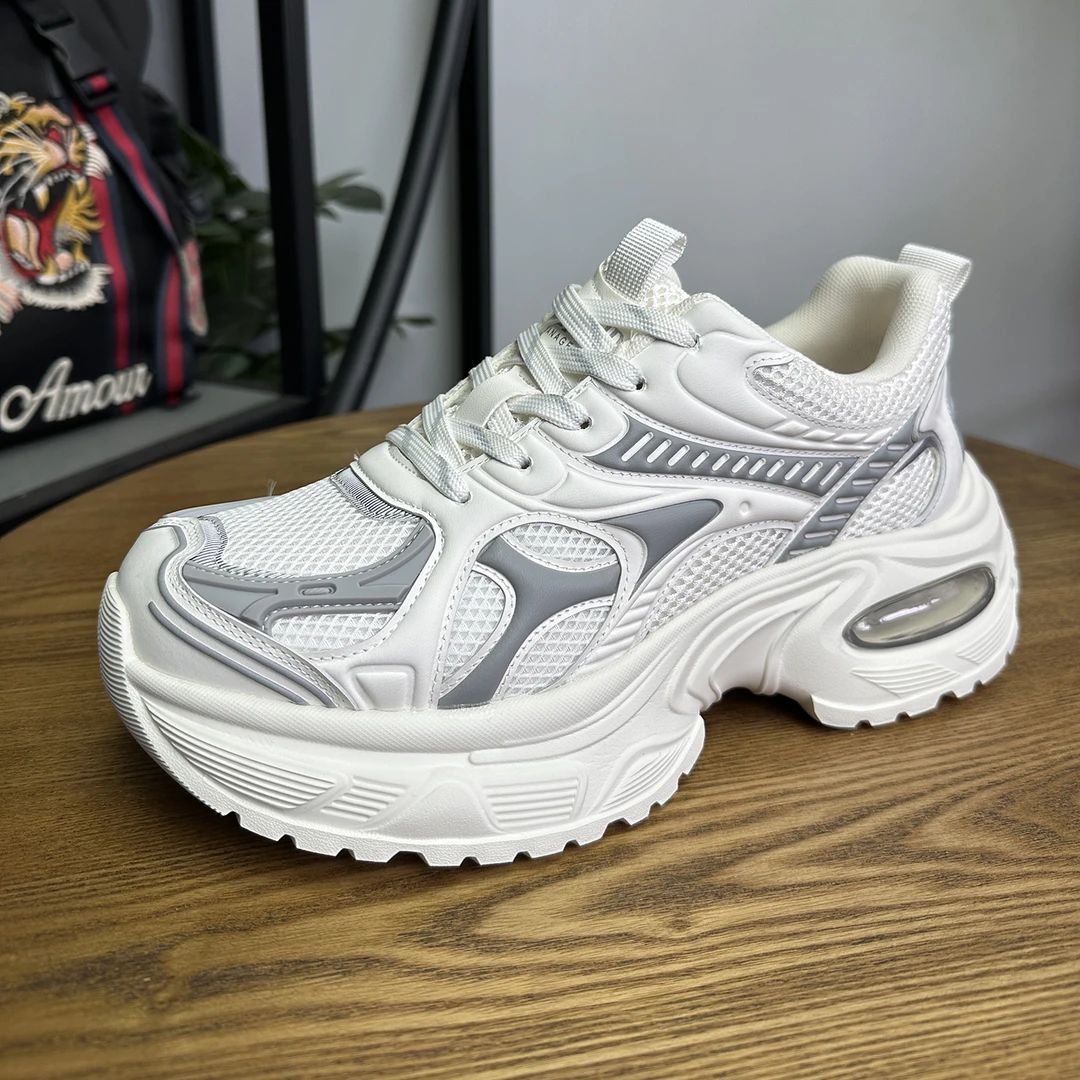 新款男鞋时尚老爹鞋气垫厚底减震网面休闲鞋休闲百搭透气潮流男鞋