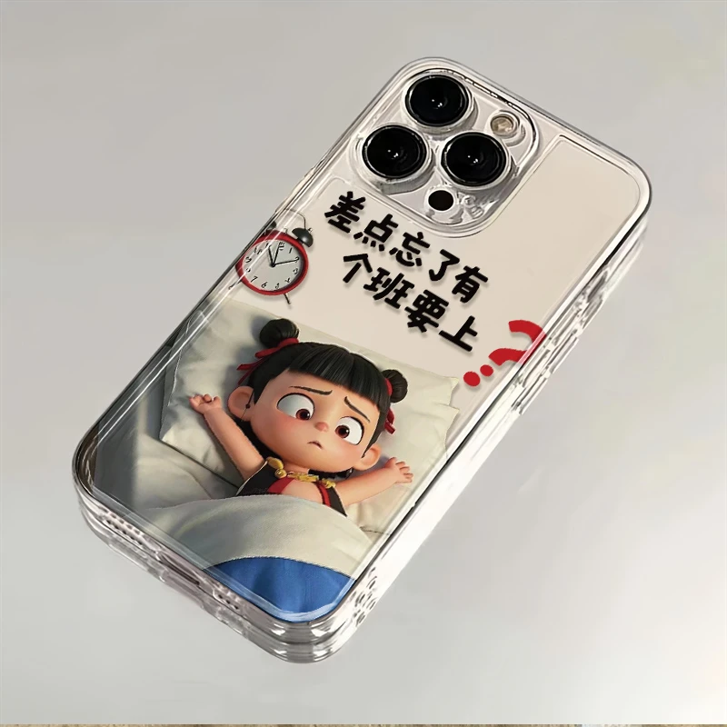 哪吒早起上班适用苹果16promax手机壳iPhone15透明13华为防摔