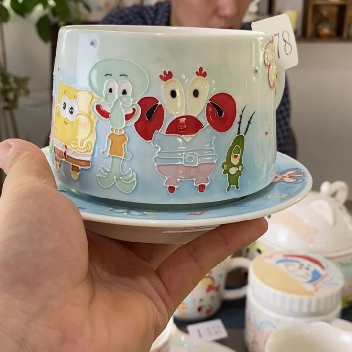 瓷片景德镇釉下彩手绘