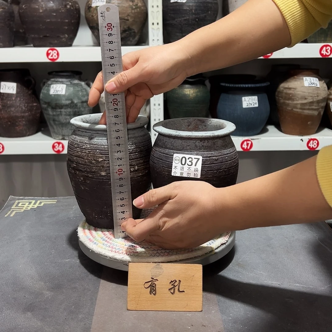 红陶孤品2个037小缸带孔发货
