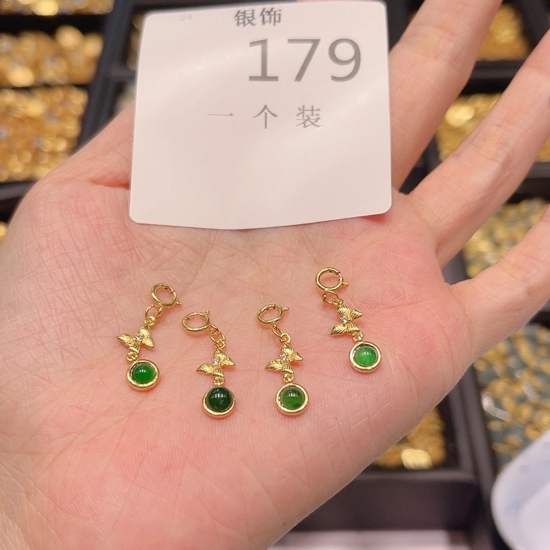 银S925镀金镶嵌珠宝半成品水晶179 。