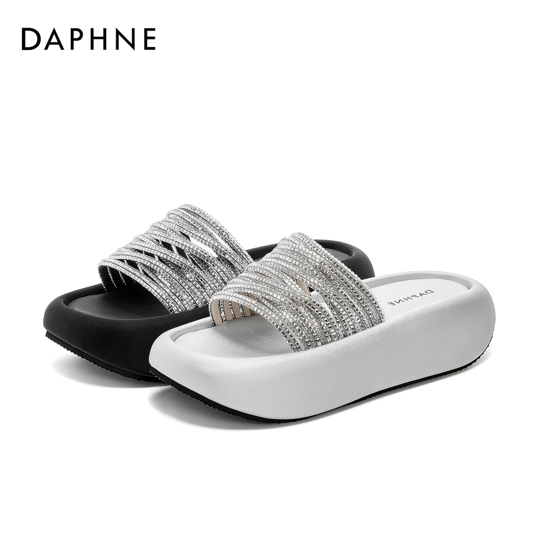 达芙妮新款厚底拖鞋女2025百搭外穿防滑软底一字拖独特增高凉拖鞋