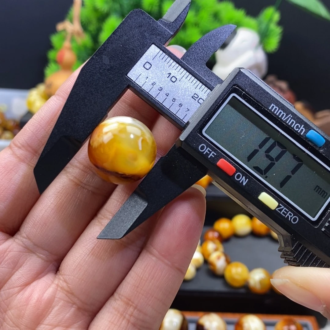 琥珀未镶嵌手链天然沁色蜜蜡19.7mm