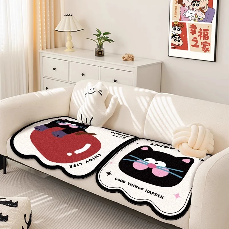 黑粉猫冰丝沙发凉垫桌椅办公室坐垫罩套凉感盖布巾四季通用夏季垫