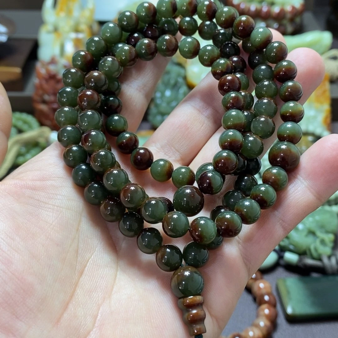 透闪石质玉未镶嵌手链108粒8