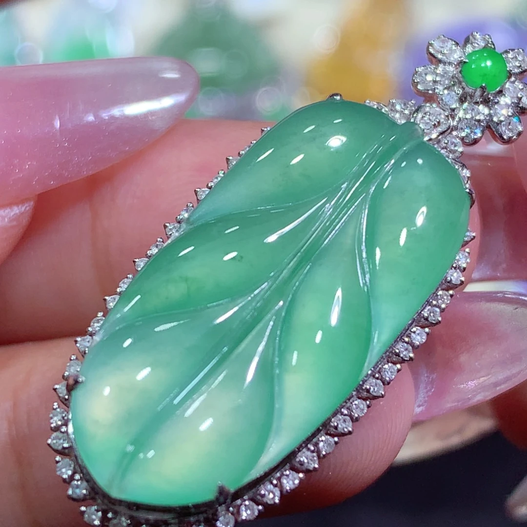 翡翠18K金镶嵌吊坠(不含链)