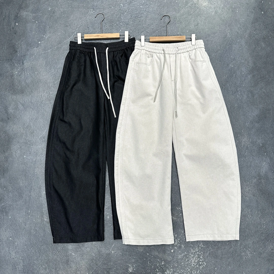 清仓 20夏季简约纯色原牛宽松牛仔裤弯刀设计垂感阔腿裤百搭潮流