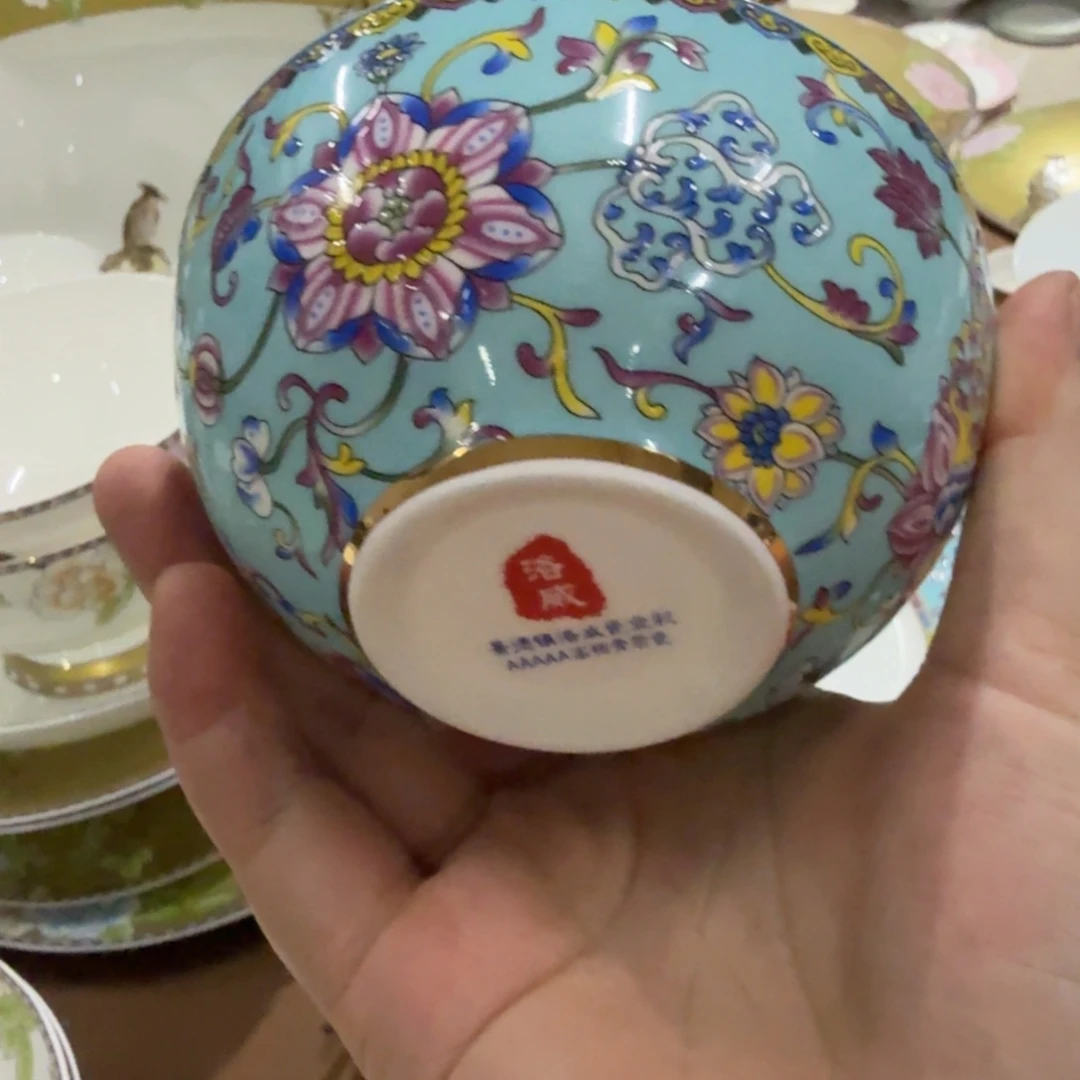 瓷片微瑕珐琅彩4寸6个小汤碗66666