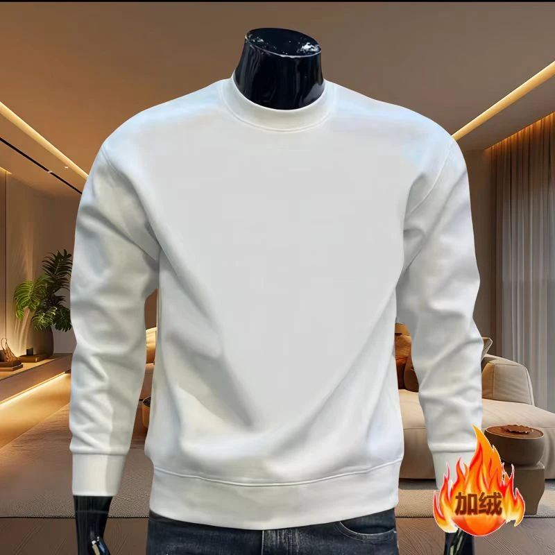 【重磅420克加绒卫衣落肩】纯色宽松男女纯色白色光板净版圆领卫