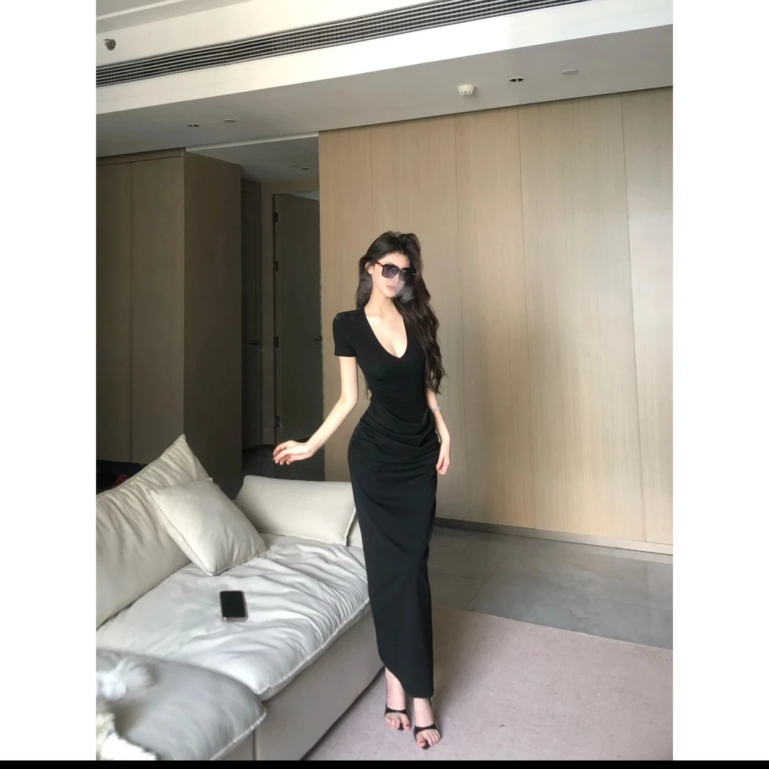 头头女装 夏季连衣裙女V领辣妹风自制款