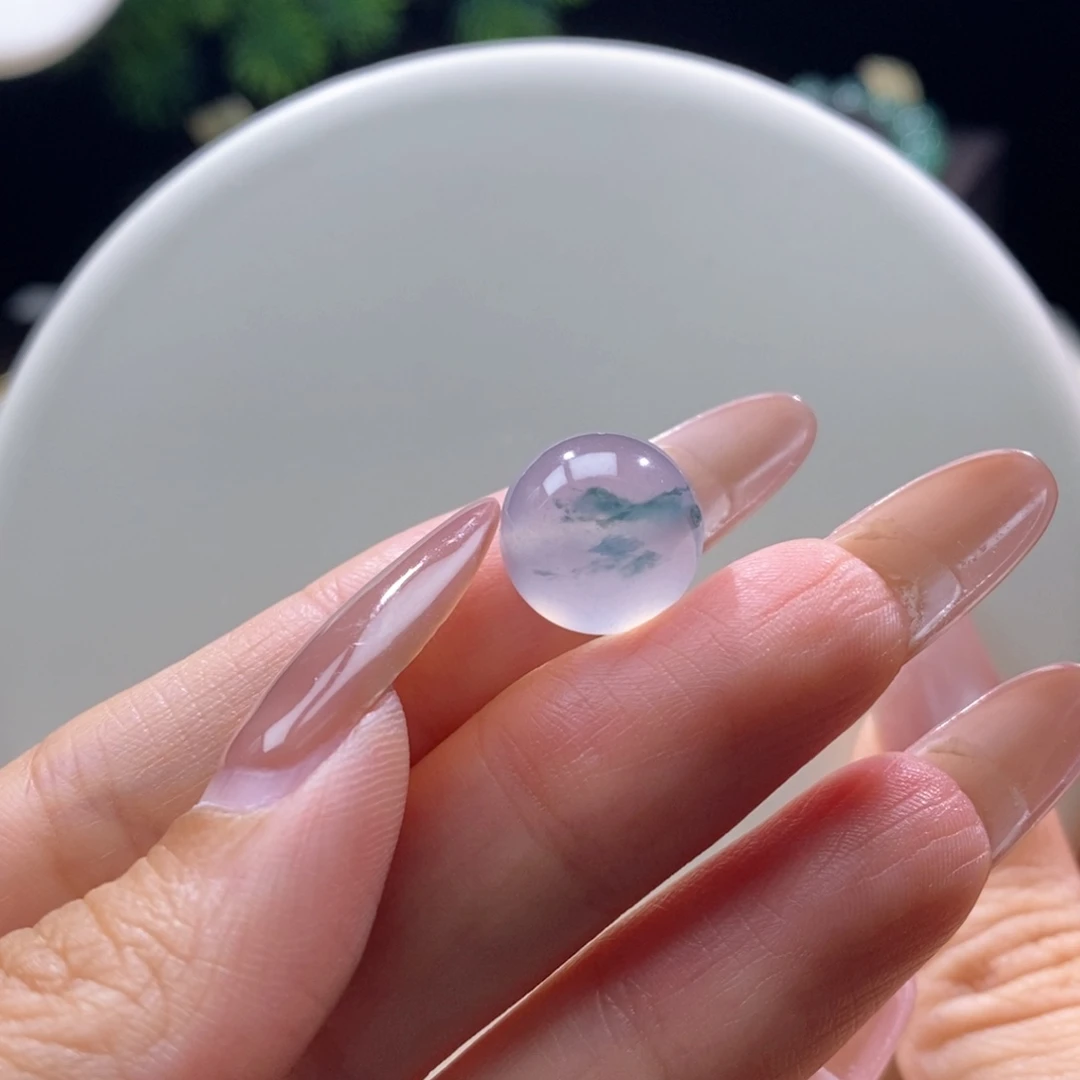 翡翠未镶嵌颈饰翡翠高冰蓝花珠13.7mm