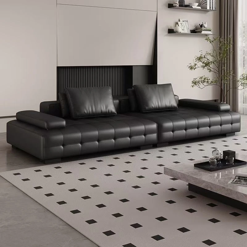 新款劳伦斯真皮沙发意式极简沙发轻奢客厅别墅大中小户型直排皮艺