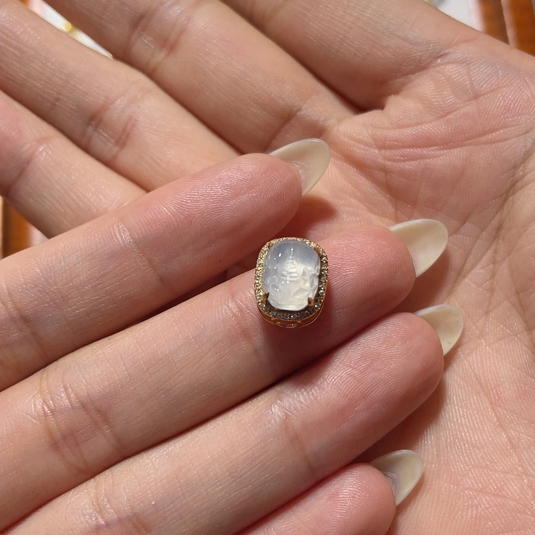 翡翠18K金镶嵌吊坠(不含链)
