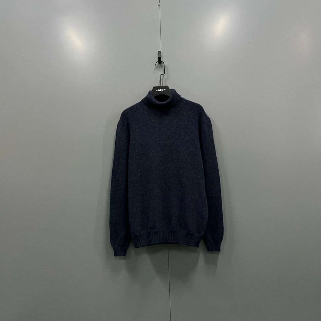 99新 ZEGNA 楠 深蓝色高领毛衣 52码/015142