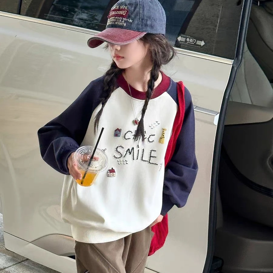 女童卫衣春秋款2025新款洋气休闲小女孩秋季儿童长袖上衣秋装衣服