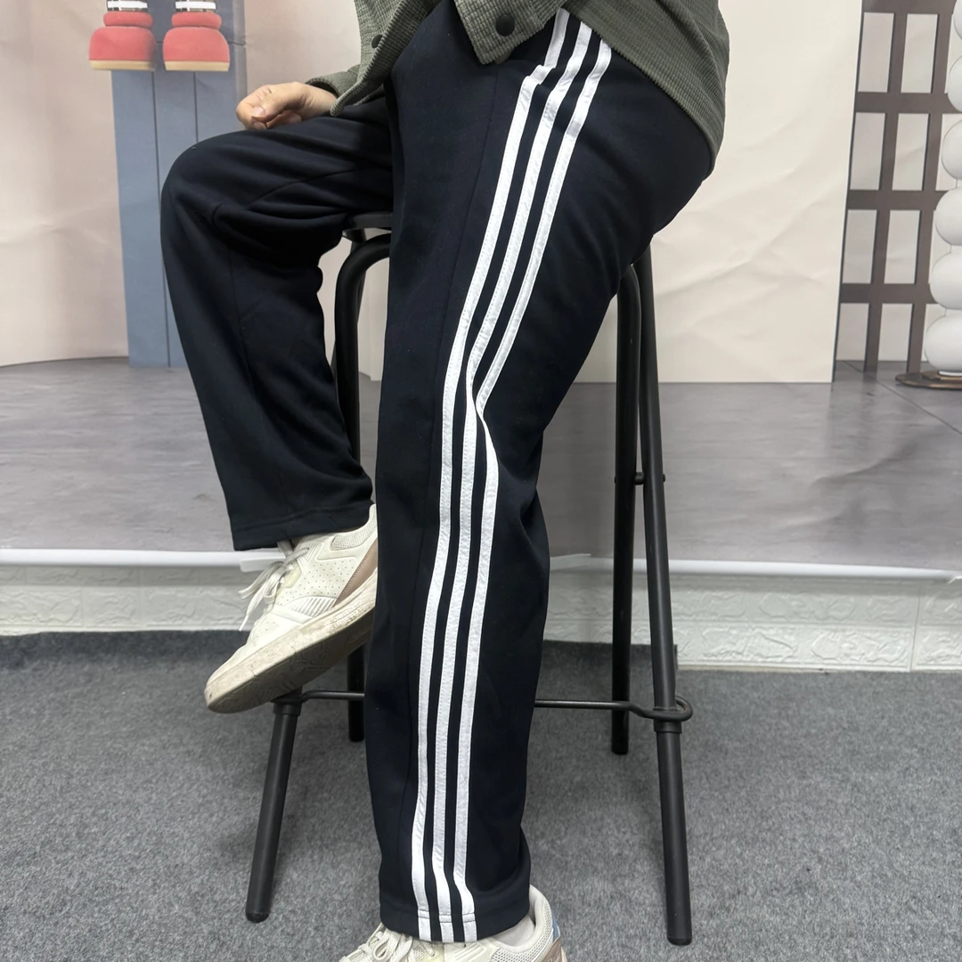 韩系高街宽松条纹拼接运动裤女2025秋冬新款显瘦通勤直筒休闲长裤