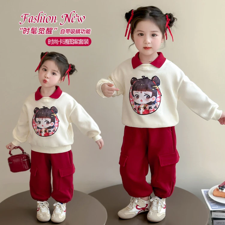 女童哪吒卫衣休闲套装儿童衣服春秋款洋气女宝宝工装裤运动两件套