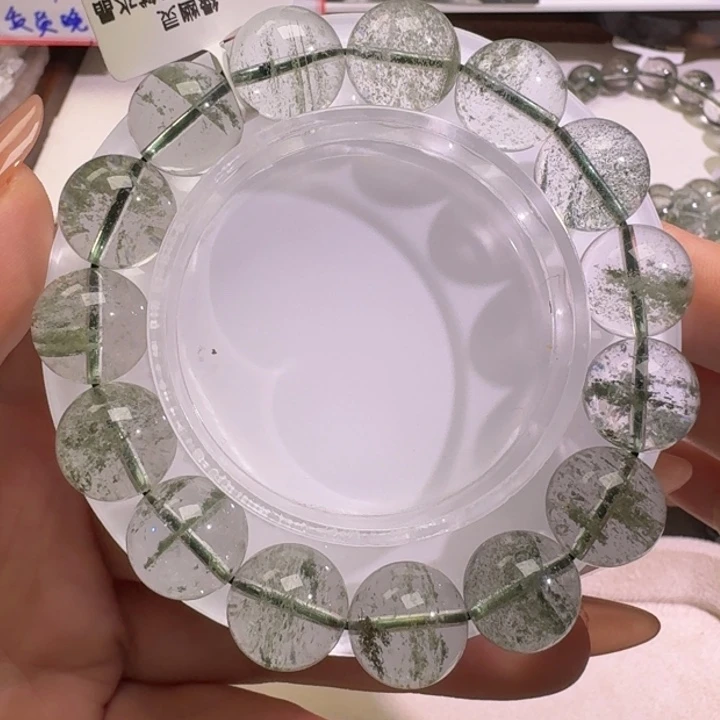 未镶嵌手链水晶巴西金沙翠绿幽灵13.5mm