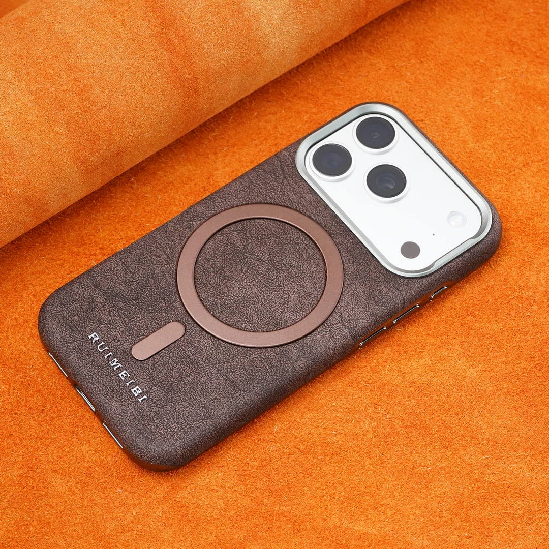 适用苹果17ProMax磁吸手机壳高档商务iPhone161514高级感防摔皮套