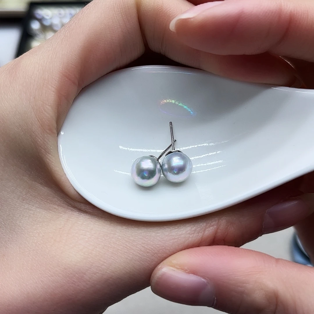 银S925镶嵌耳饰海水珍珠