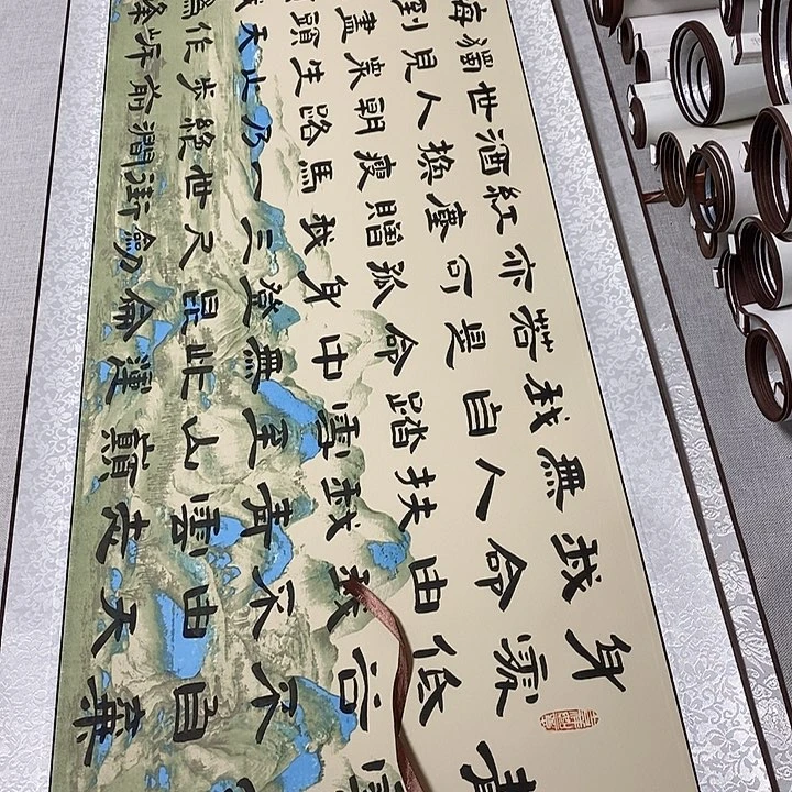 书法青云志隶书卷轴风景
