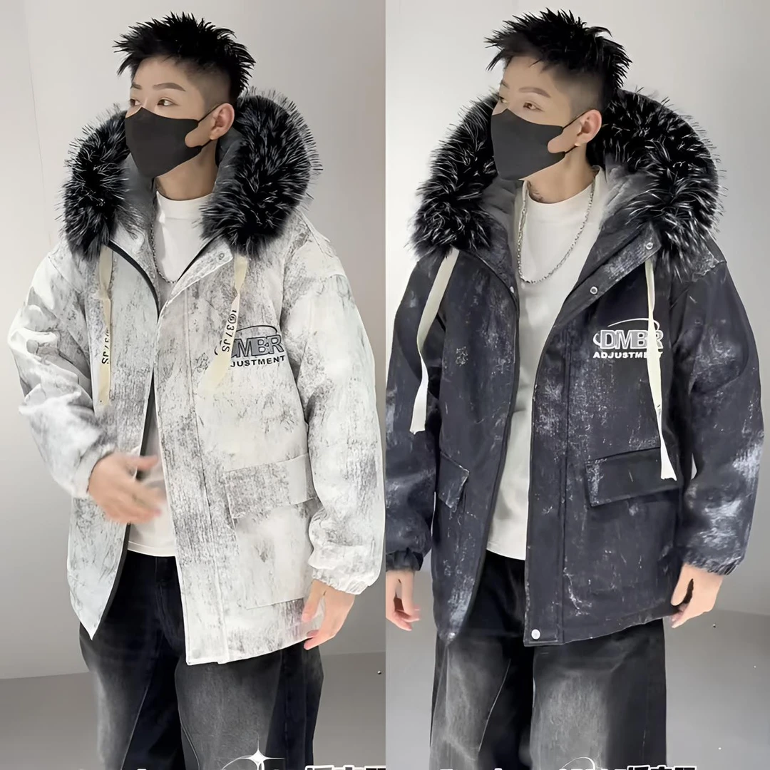 冬季新款男士加绒加厚中长款冬季加绒棉衣派克服外套2580