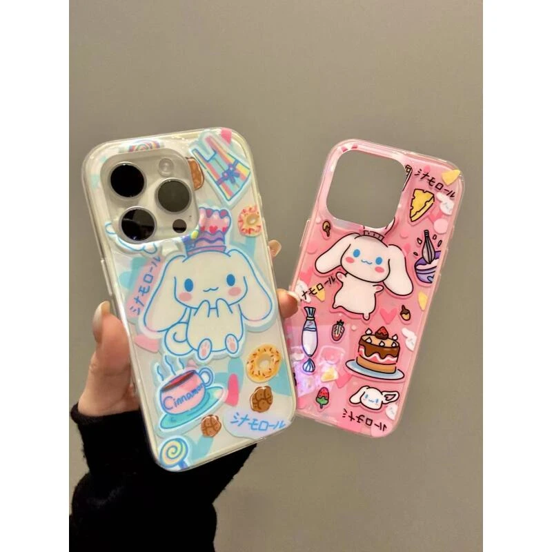 卡通二合一少女粉蛋糕奶萌玉桂狗适用iphone16promax苹果15手机壳