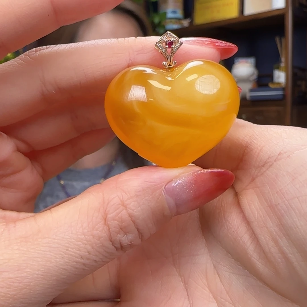 蜜蜡颈饰18K金镶嵌111111111