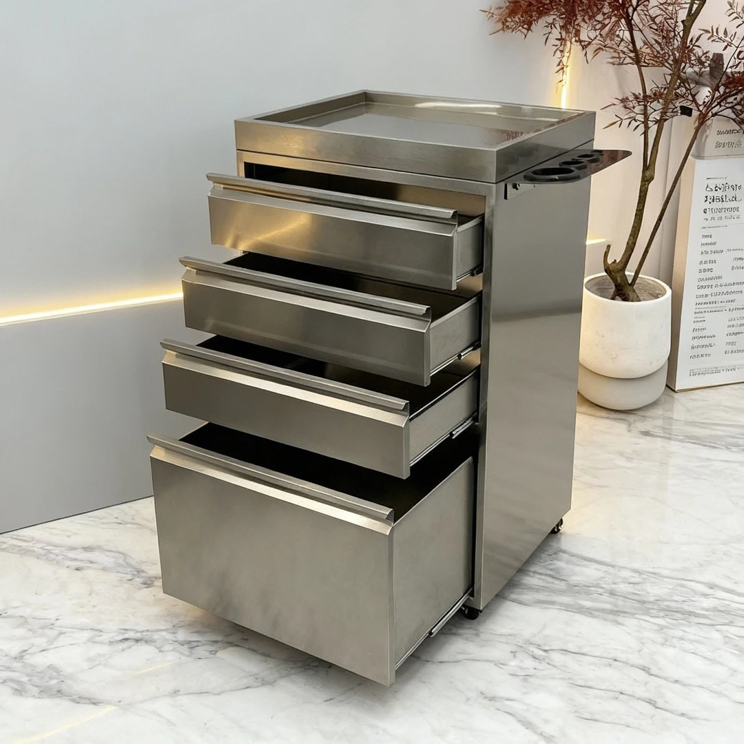 03发廊专用工具柜不锈钢收纳柜美发店剪发工具推车烫染杠车