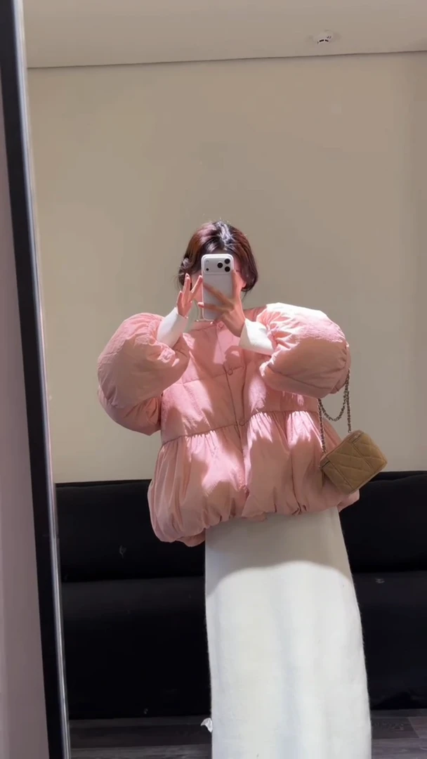 粉色花苞棉服女冬季新款高级感气质小个子巨好看减龄面包服外套潮