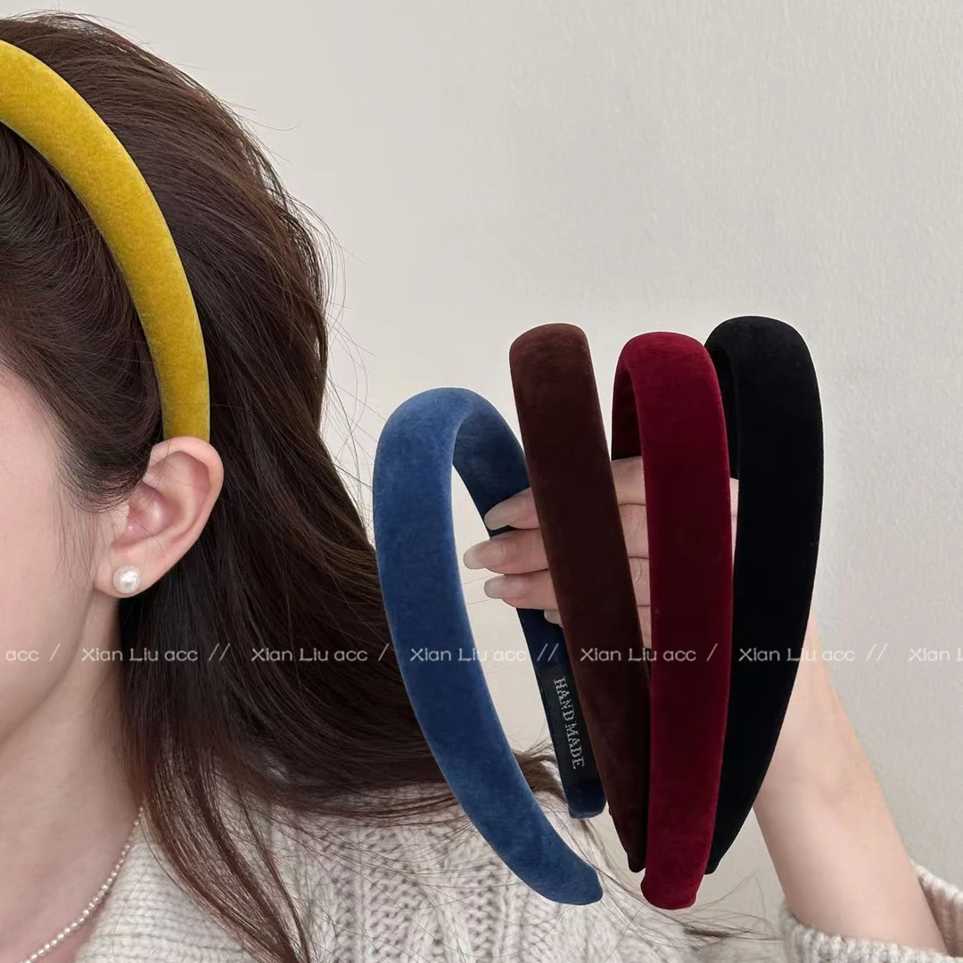 复古彩色丝绒宽边发箍女2025新款显脸小高颅顶洗脸压发头箍发饰
