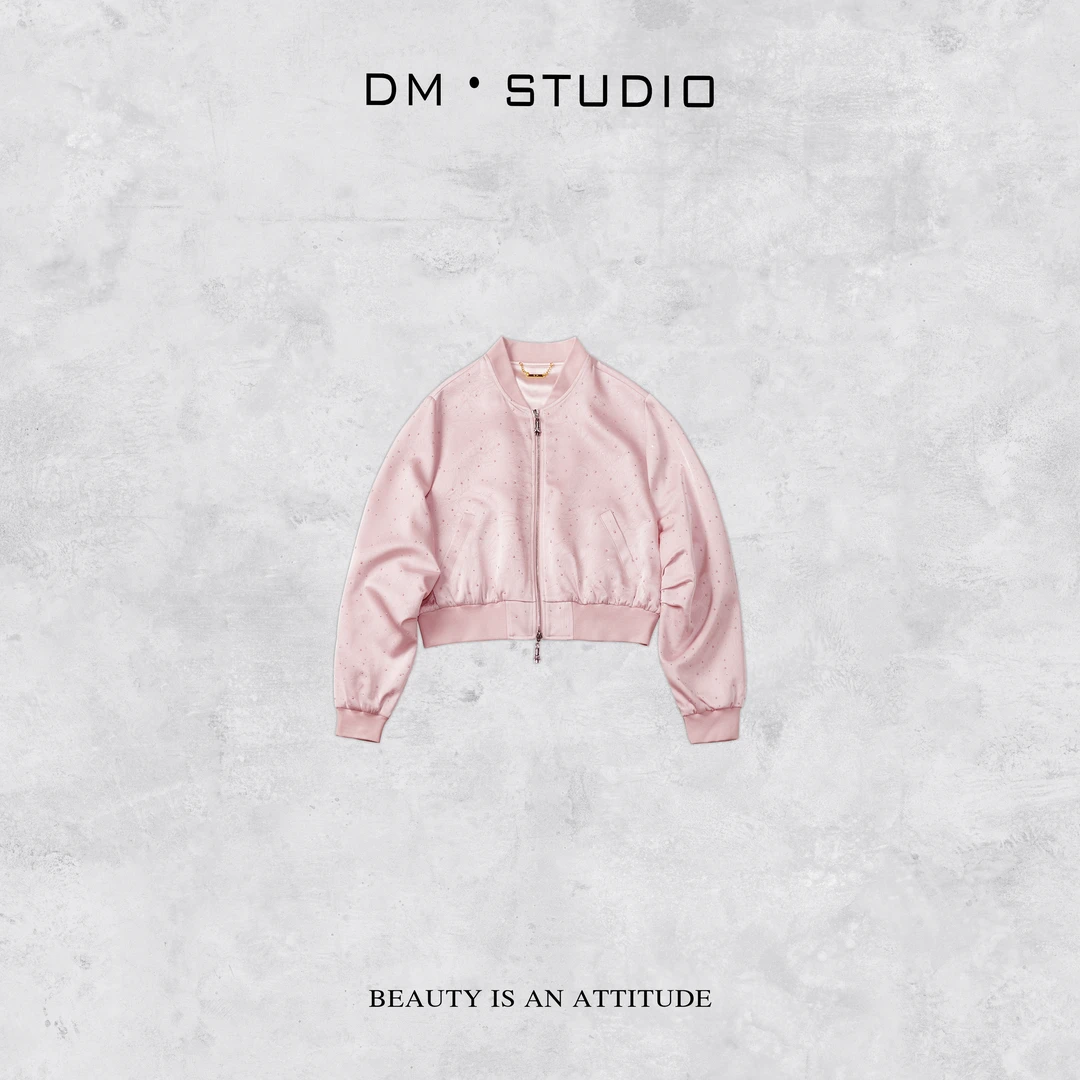 -DM•STUDIO/小众气质设计款百搭满天星烫钻棒球服外套（51177）