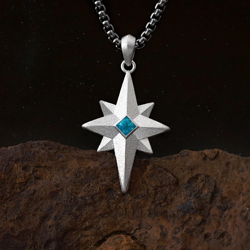 吊坠足银 《极星》纯银男生项链个性百搭高级感星芒北极星足银吊坠