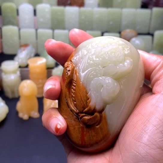 石材方解石手把件天然