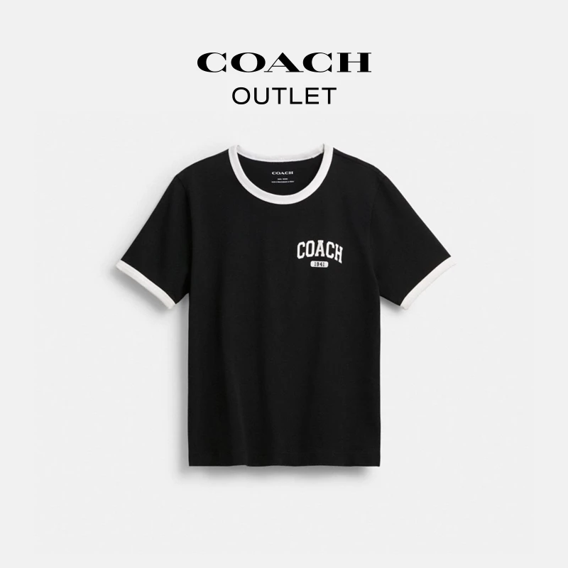 COACH/蔻驰奥莱  棉质运动风经典标志经典70年代风格T恤